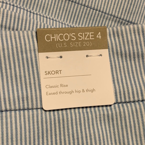 Chico's Skort NWT Women's Size 4 (NWT) Indigo Blue Zen Stripe Pull-On Athleisure - Picture 5 of 8